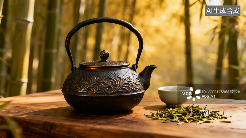 【AI数字艺术】中国茶文化，茶道，茶叶，茶壶图片素材