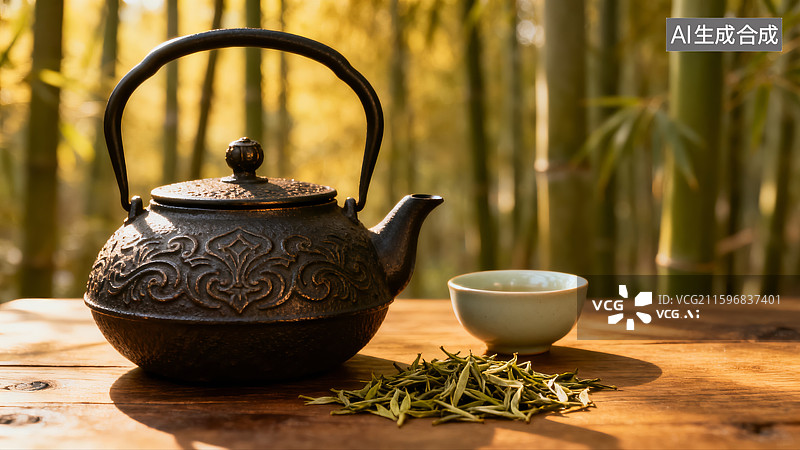 【AI数字艺术】中国茶文化，茶道，茶叶，茶壶图片素材