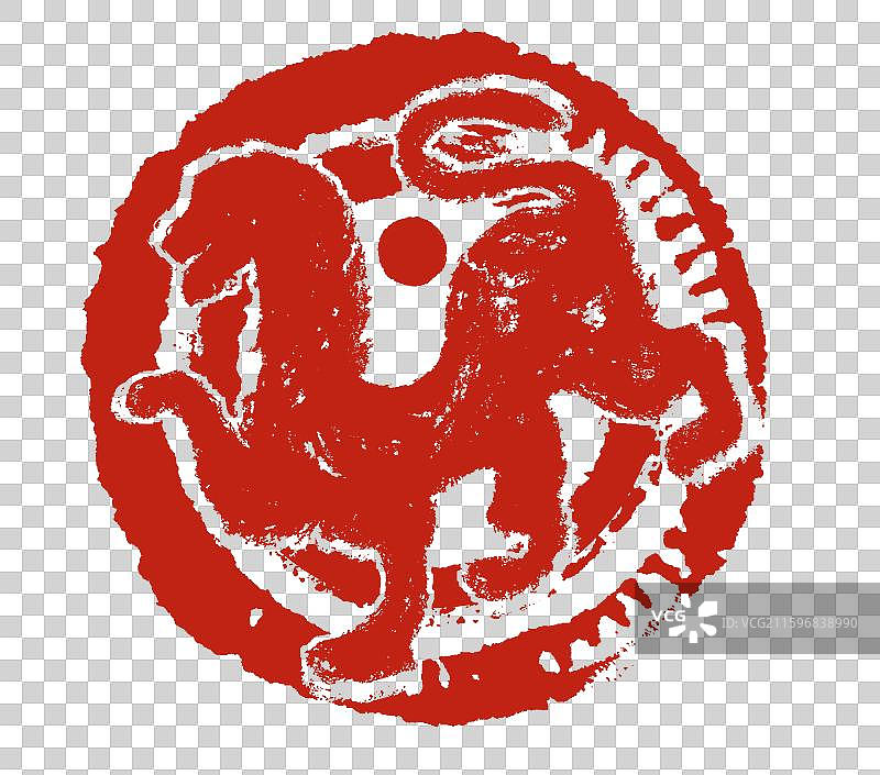 瓦当老虎印章篆刻吉祥元素图片素材