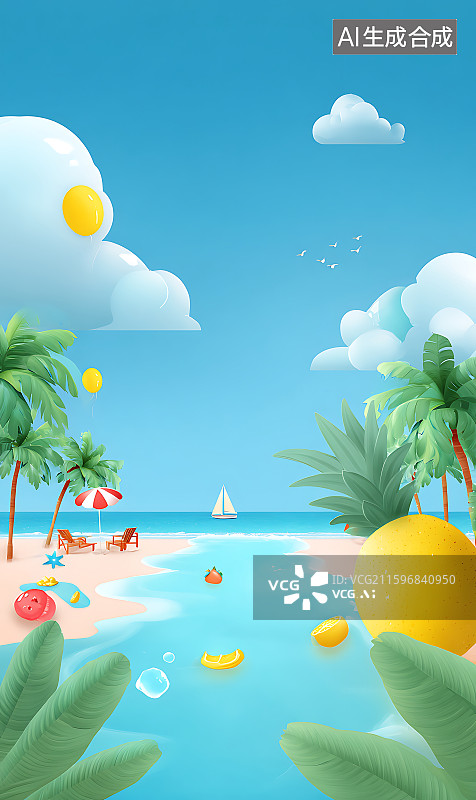 【AI数字艺术】明亮动感的夏日促销互动背景，有价格标签、五彩纸屑或折扣徽章等动画元素，零售和电商促销的增强现实（AR图片素材