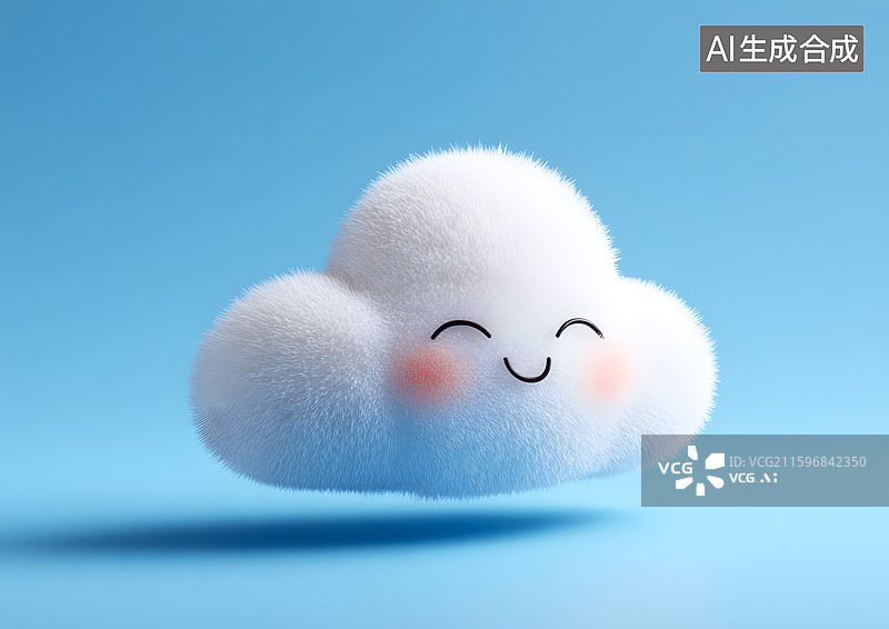 【AI数字艺术】一朵可爱的卡通云朵图片素材