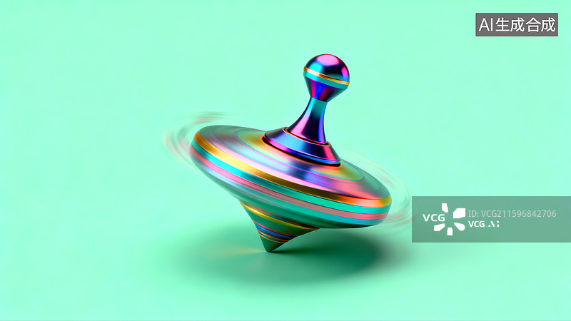 【AI数字艺术】3D彩色陀螺旋转插画图片素材