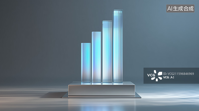 【AI数字艺术】玻璃柱图霓蓝底座图片素材