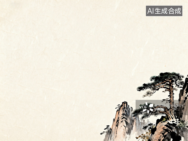 【AI数字艺术】传统中式山水松景图图片素材