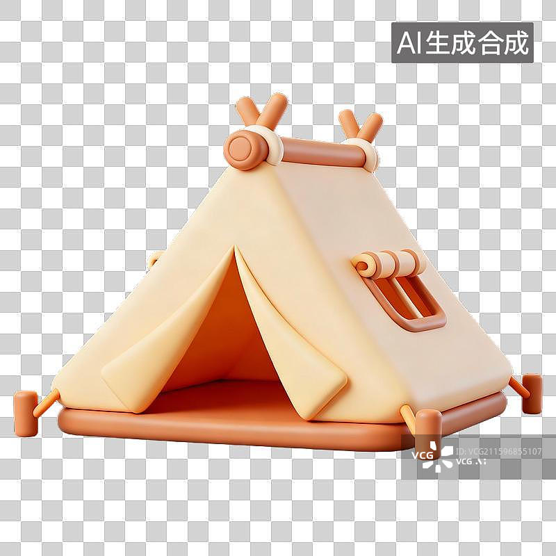 【AI数字艺术】户外露营帐篷望远镜烧烤架手电筒飞盘露营椅子等设计元素图片素材