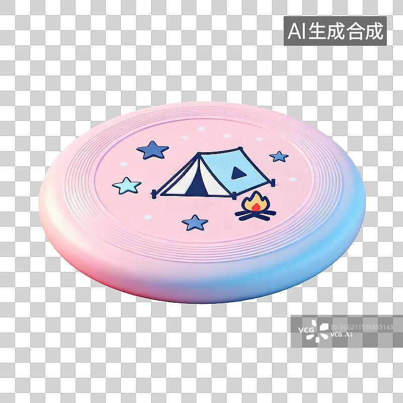 【AI数字艺术】户外露营帐篷望远镜烧烤架手电筒飞盘露营椅子等设计元素图片素材
