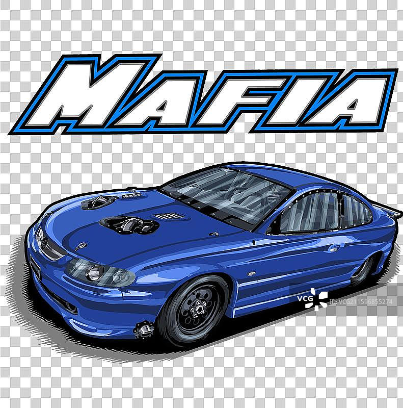 带白色条纹的蓝色飙车赛车图片素材