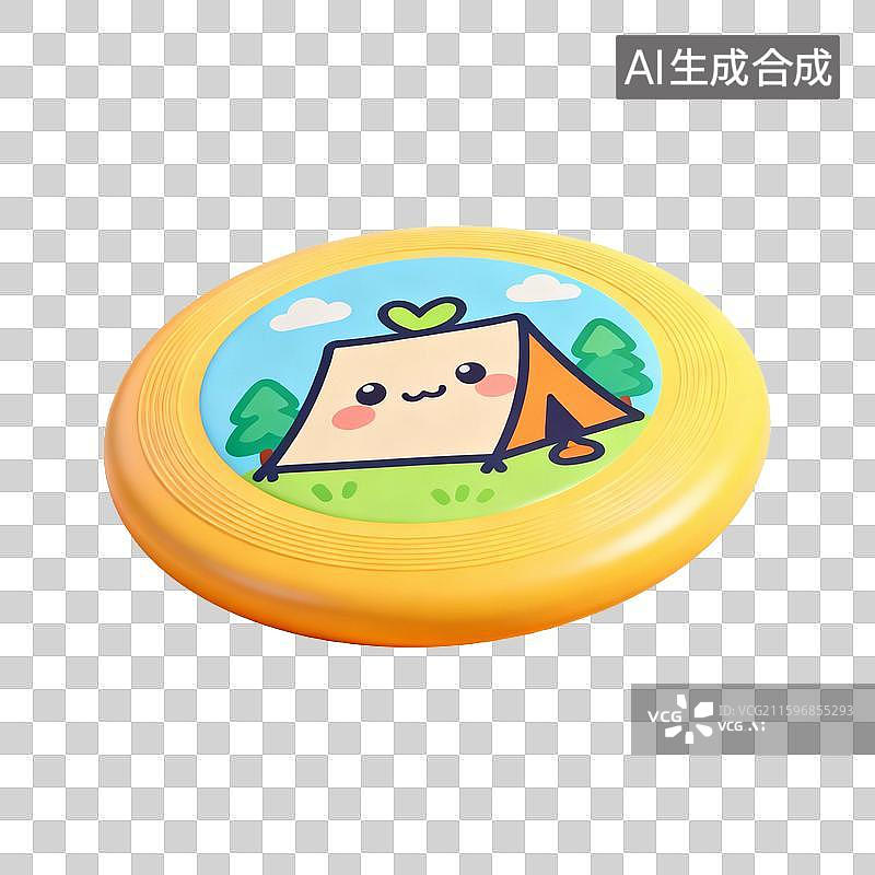 【AI数字艺术】户外露营帐篷望远镜烧烤架手电筒飞盘露营椅子等设计元素图片素材