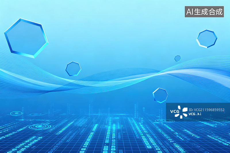 【AI数字艺术】数字波浪未来抽象背景图片素材