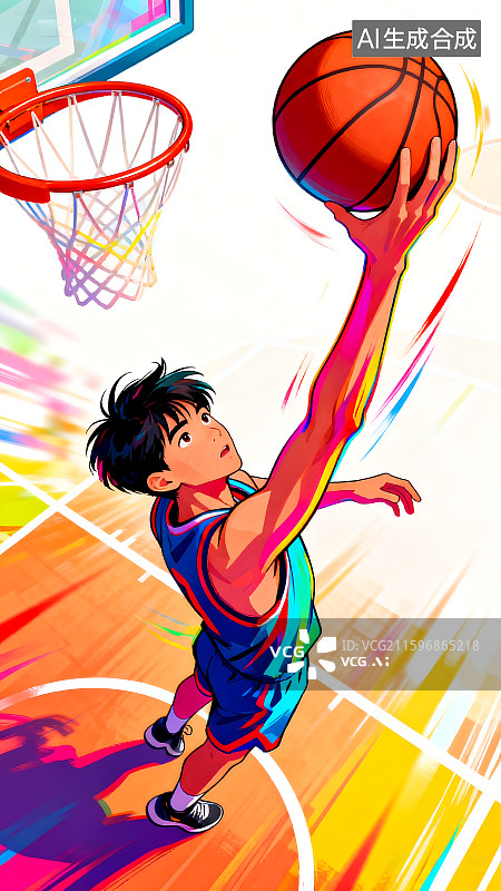 【AI数字艺术】篮球远动员投篮得分 篮球比赛 体育比赛海报背景插图图片素材