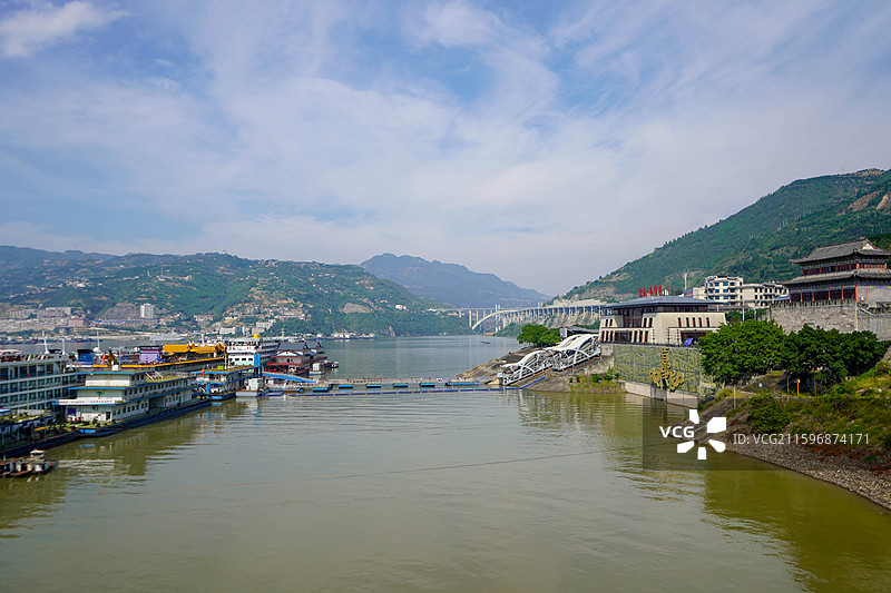 奉节港与夔州古城图片素材