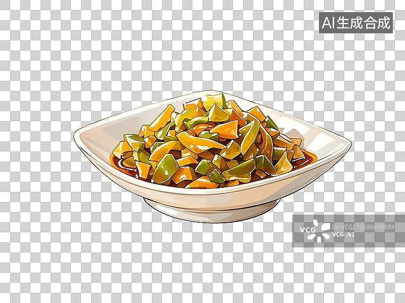 【AI数字艺术】重庆美食涪陵榨菜水彩插画免抠元素图片素材