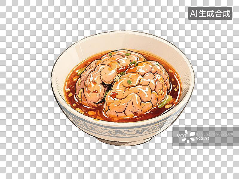 【AI数字艺术】重庆美食烤脑花水彩插画免抠元素图片素材