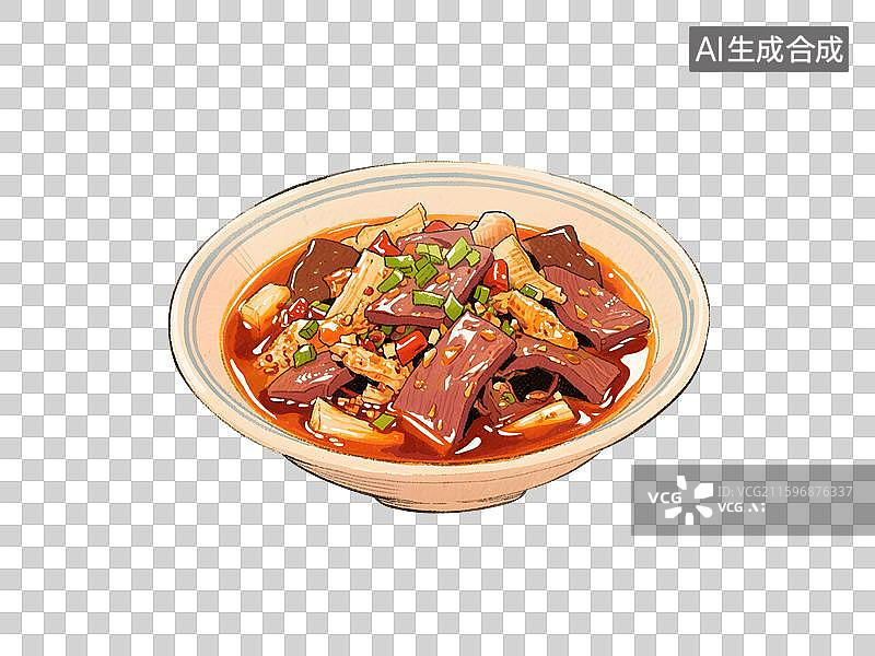 【AI数字艺术】重庆美食毛血旺水彩插画免抠元素图片素材
