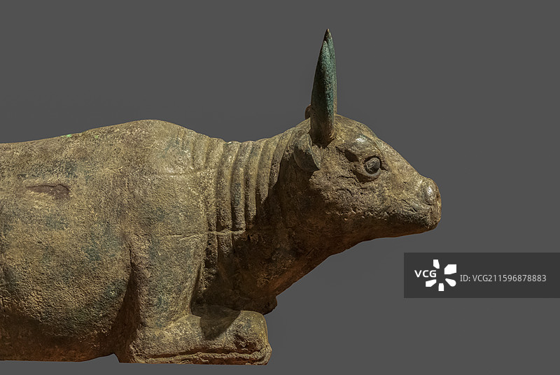 鎏金铜牛（复制品）【西夏（原件），原件1977年宁夏银川市西夏陵区M177号墓出土，宁夏博物馆藏】图片素材