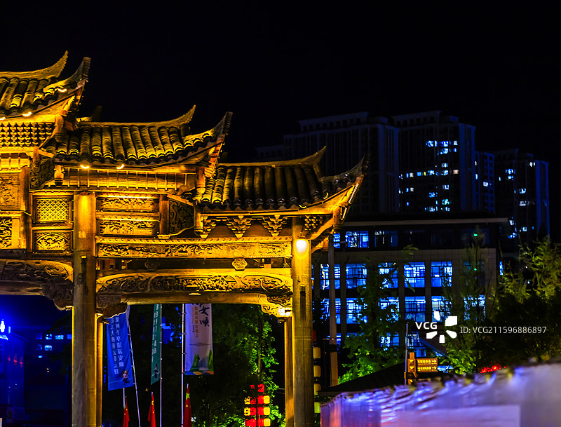 安顺古城夜景图片素材