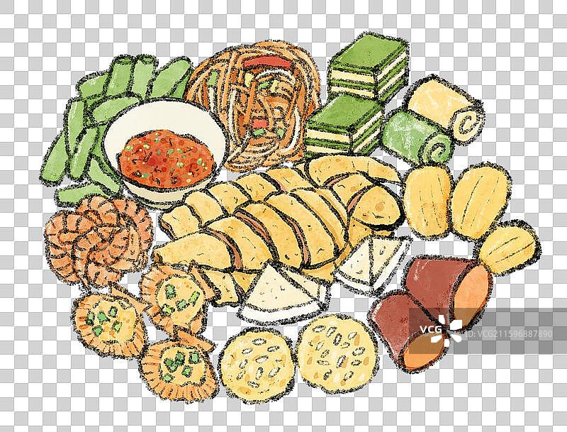 海南美食插画-簸箕饭图片素材