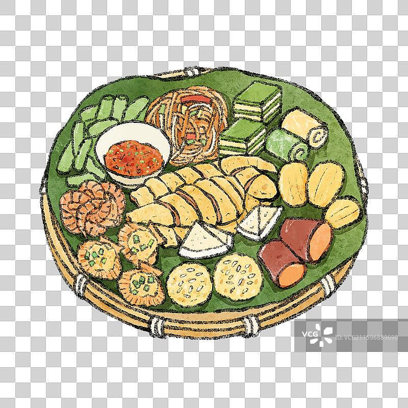 海南美食插画-簸箕饭图片素材