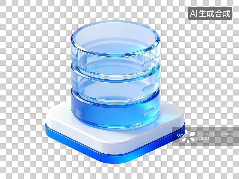 【AI数字艺术】蓝色透明圆柱体堆叠装置图片素材