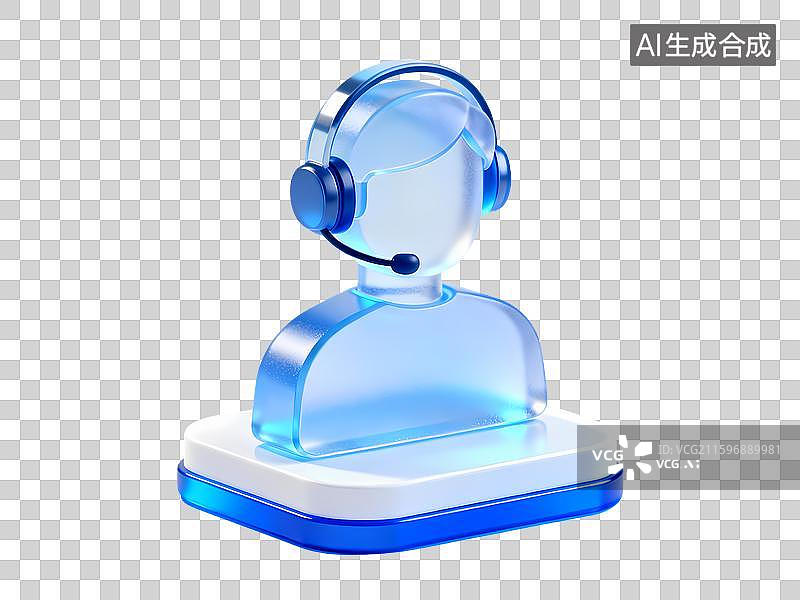 【AI数字艺术】透明蓝色客服人形图标图片素材