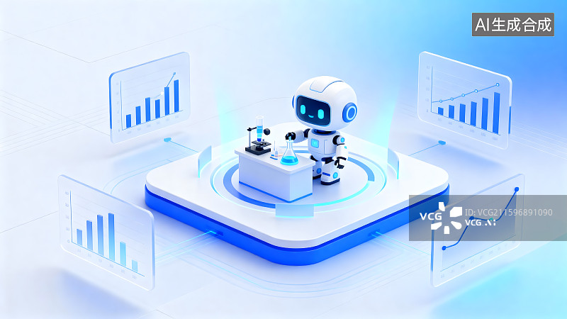 【AI数字艺术】人工智能机器人做实验分析图片素材