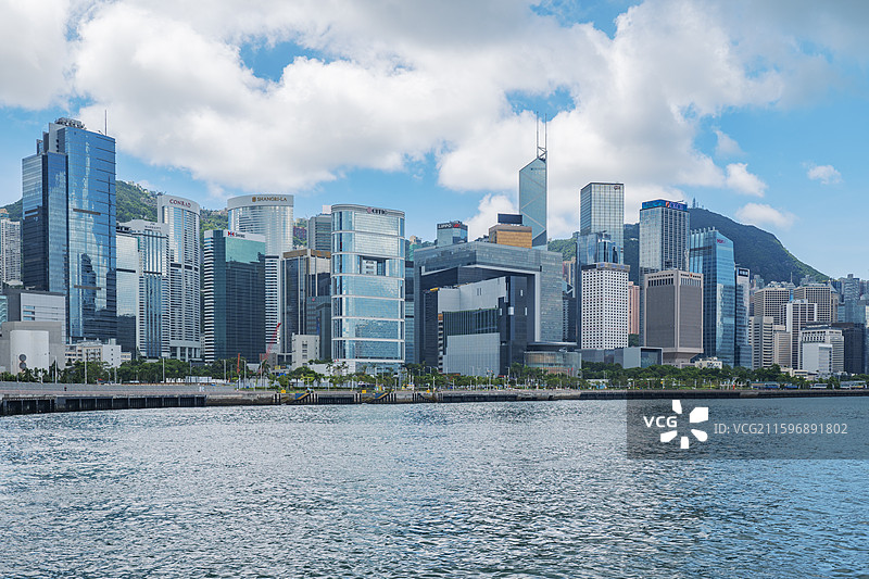 中国香港中环城市天际线海滨楼宇图片素材