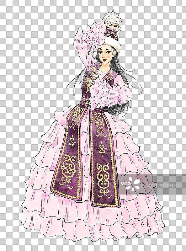 56民族，哈萨克族，冬不拉图片素材