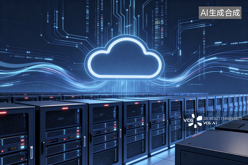 【AI数字艺术】云计算与数据中心融合图片素材