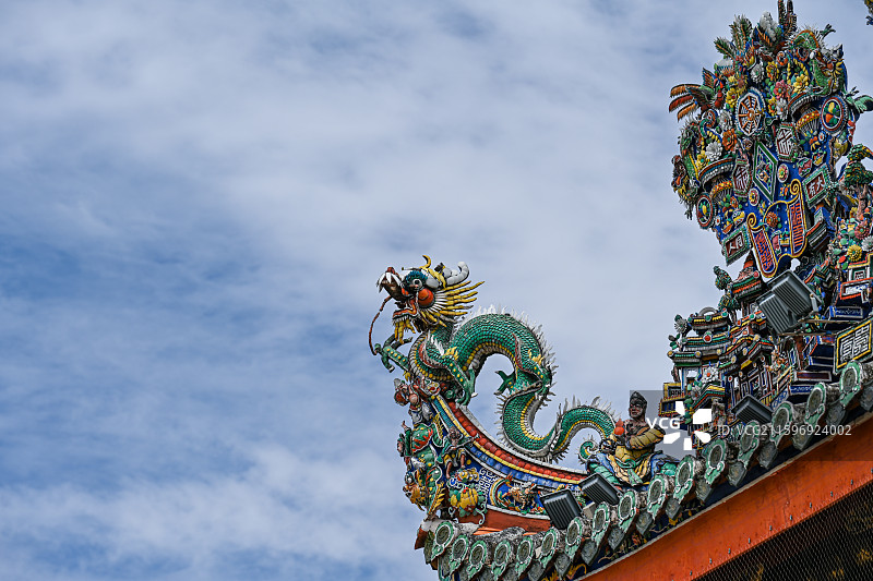 马来西亚槟城龙山堂邱公司剪瓷雕图片素材