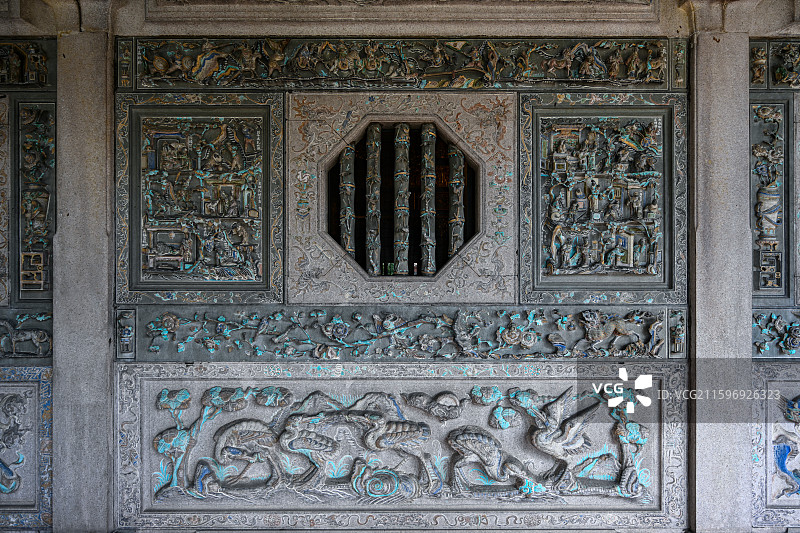 马来西亚槟城龙山堂邱公司历史建筑石雕图片素材