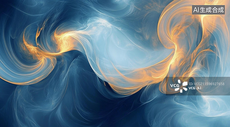 【AI数字艺术】黛蓝青色中国风水墨抽象画背景图片素材