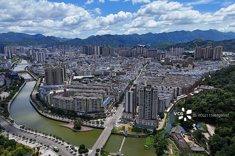 赣州安远县城市航拍图片素材