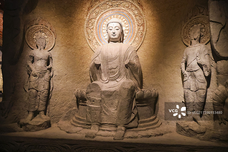 北响堂山石窟第3窟（按3：5比例复原）组图邯郸市博物馆邯郸古代石刻艺术陈列图片素材