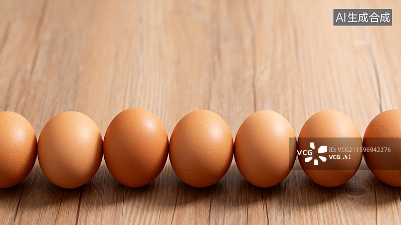 【AI数字艺术】木质背景上排列的鸡蛋图片素材