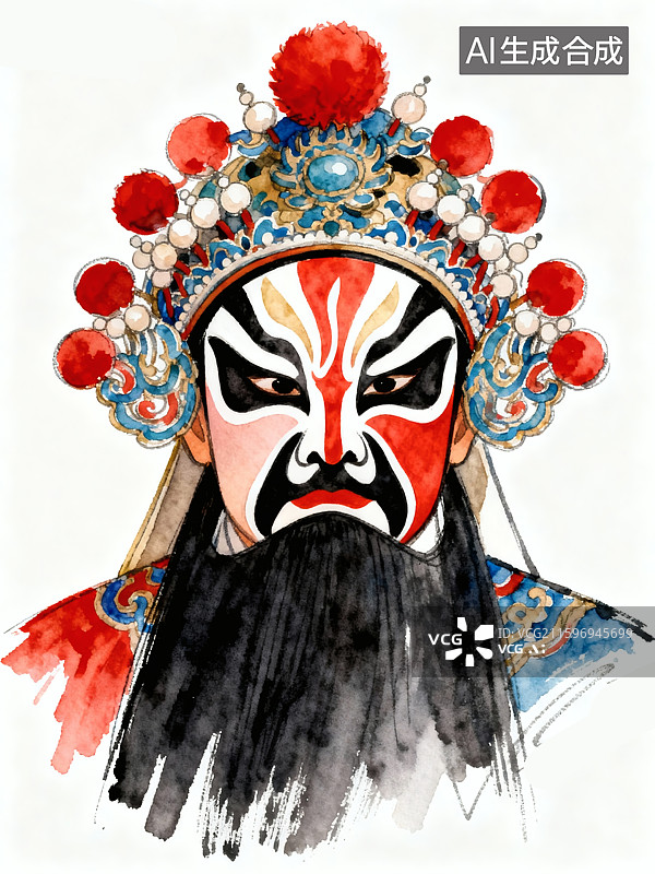 【AI数字艺术】川剧变脸插画图片素材
