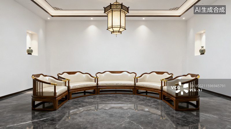 【AI数字艺术】极简中式沙发图片素材