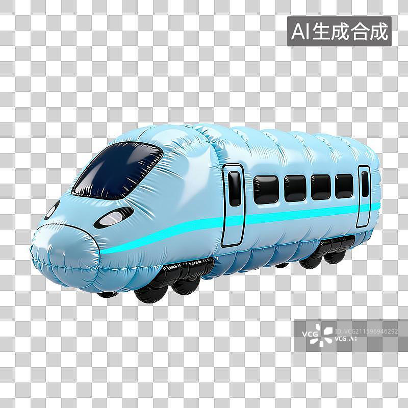 【AI数字艺术】3D三维膨胀气球风格高铁车头元素图片素材