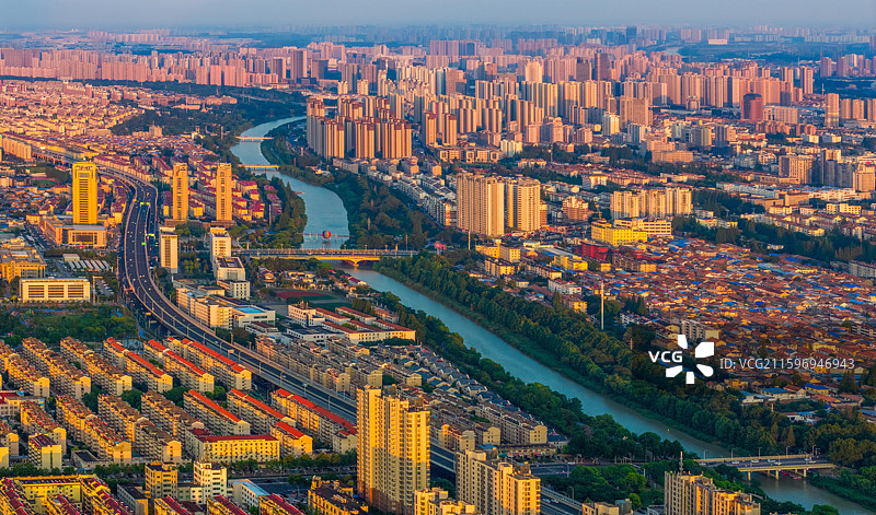 江苏淮安市淮阴区古淮河盐河城市风光图片素材
