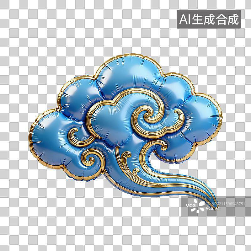 【AI数字艺术】3D三维膨胀气球风格国风祥云元素图片素材