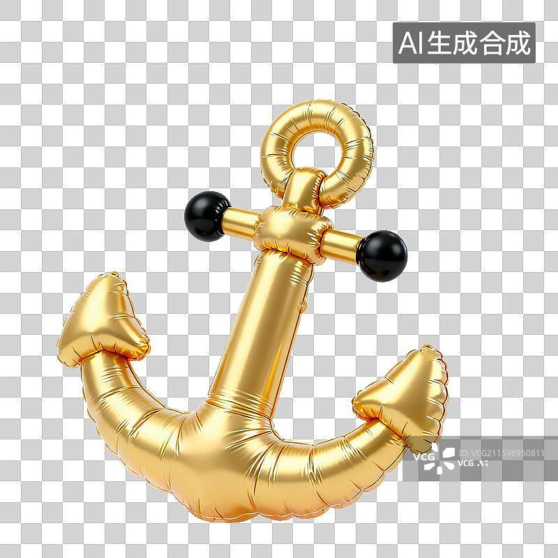 【AI数字艺术】3D三维膨胀气球风格航海船锚元素图片素材