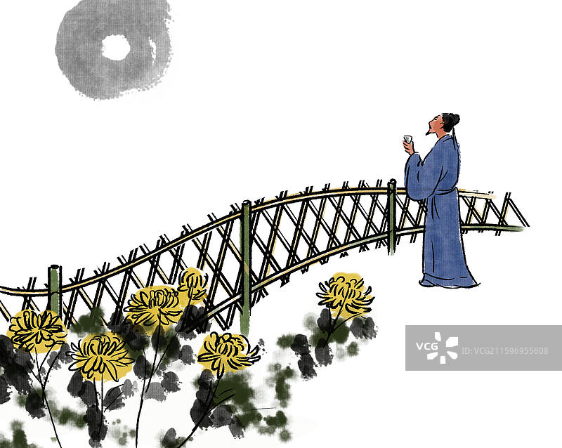 中国风新中式古风古典传统文化国学经典古人古代古时候极简潇洒禅意古意水墨风禅意田园风光世外桃源人物插画图片素材