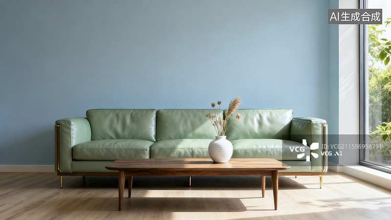 【AI数字艺术】空房间里的极简沙发图片素材