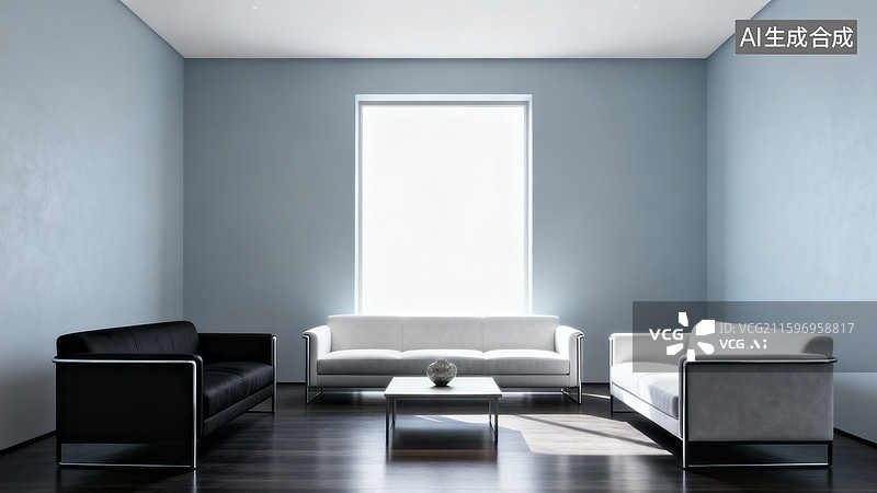 【AI数字艺术】空房间里的极简沙发图片素材