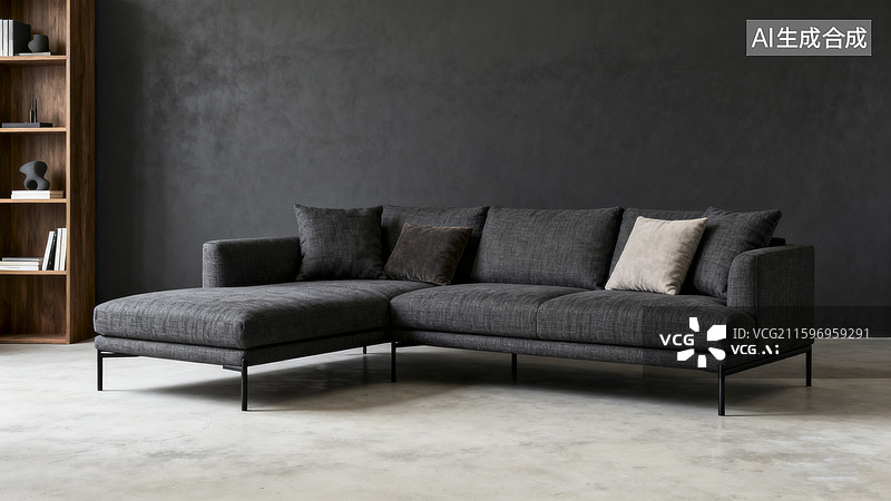 【AI数字艺术】空房间里的转角沙发图片素材