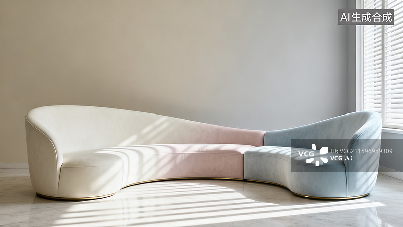 【AI数字艺术】空房间里的转角沙发图片素材
