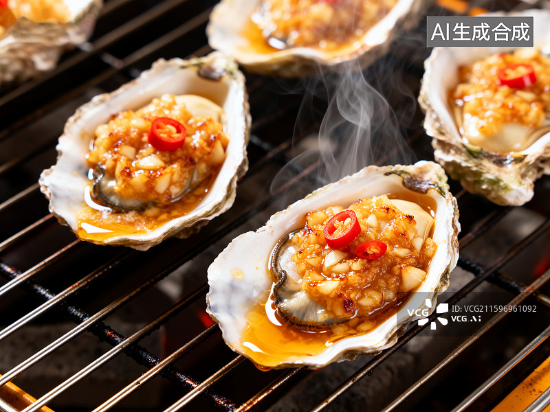 【AI数字艺术】诱人烤生蚝图片素材