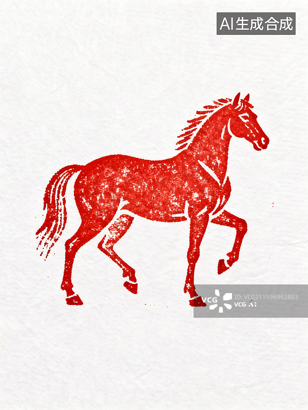 【AI数字艺术】骏马印章插画图片素材