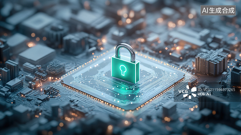 【AI数字艺术】网络数据安全概念科技背景图片素材