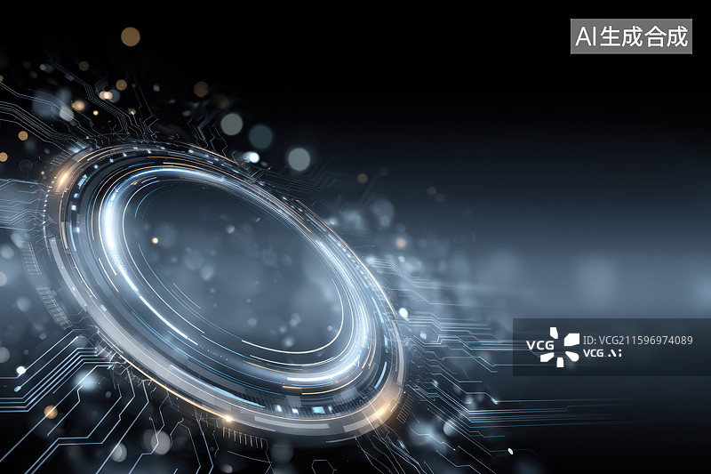 【AI数字艺术】圆形高科技光学设备抽象背景图片素材