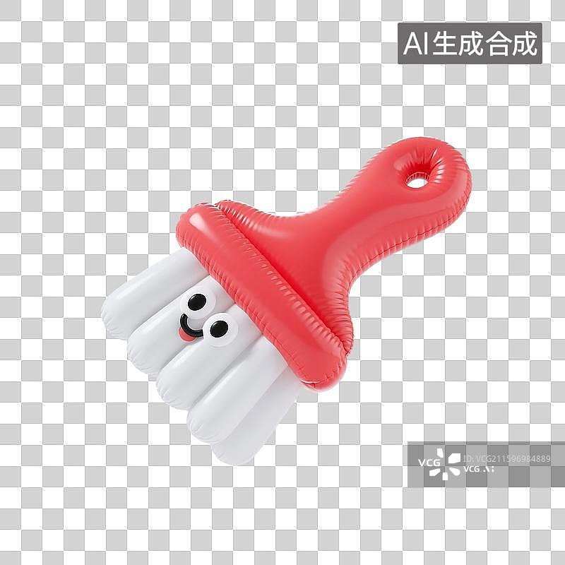 【AI数字艺术】3D渲染，充气膨胀风格，刷子，油漆刷，涂料刷，颜料刷，免抠元素图片素材